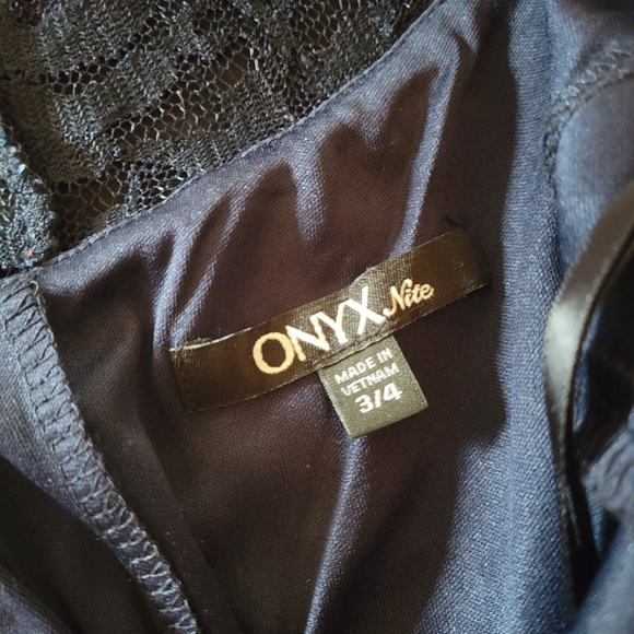 Lace Navy Full Length Dress - Picture 3 of 5